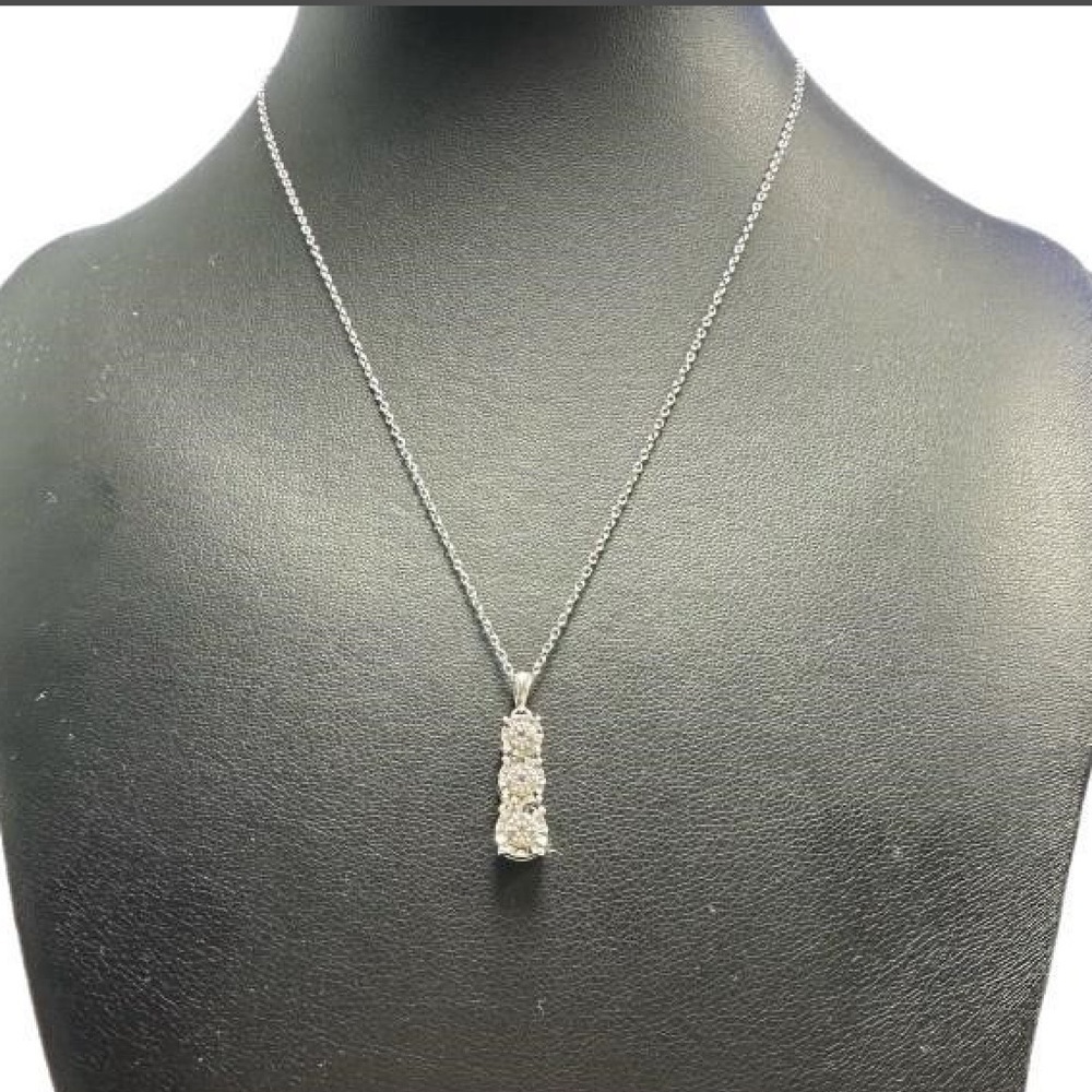 925 Sterling Silver and Three diamonds Necklace